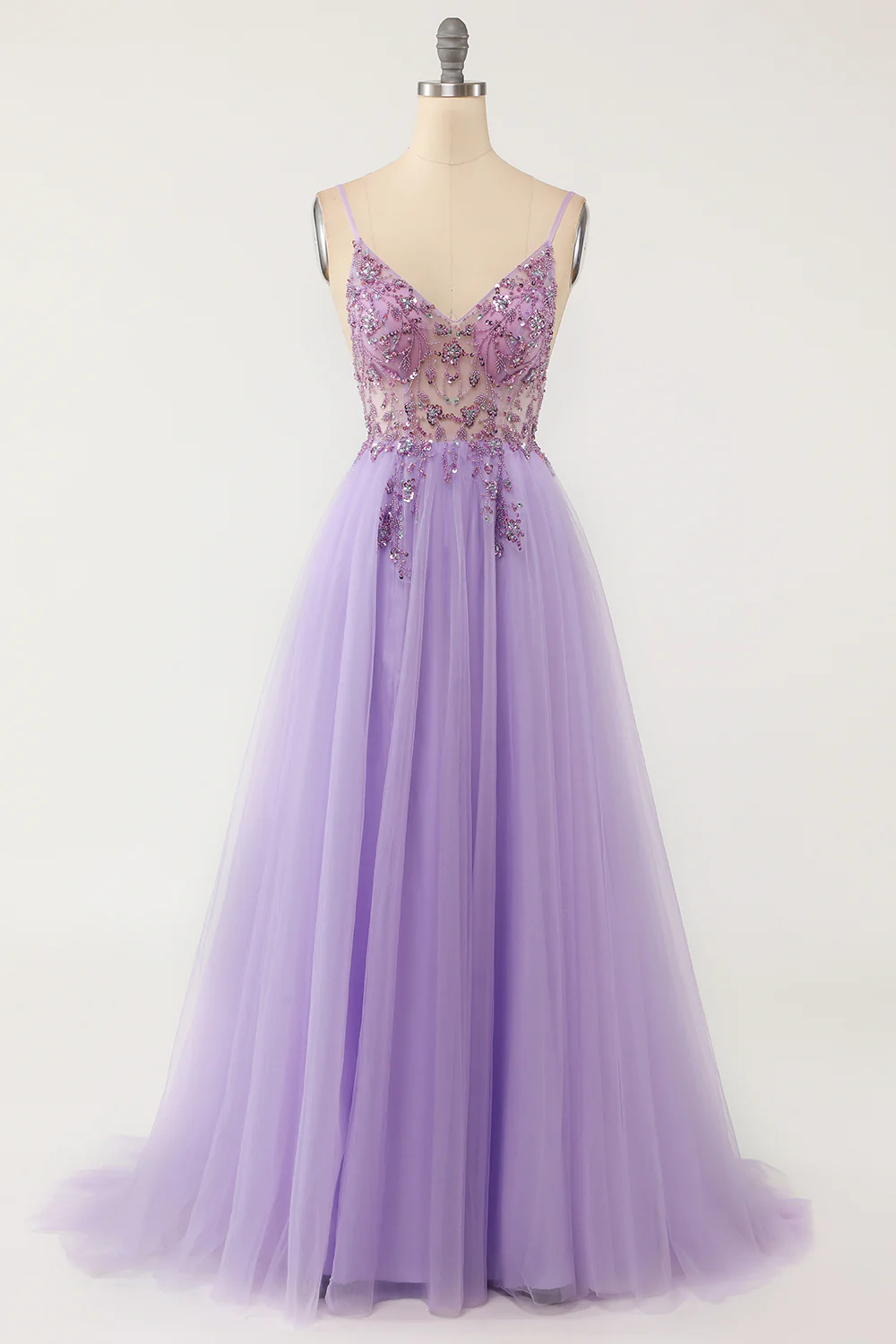 Light Blue Beading Tulle Prom Dress - Image 6