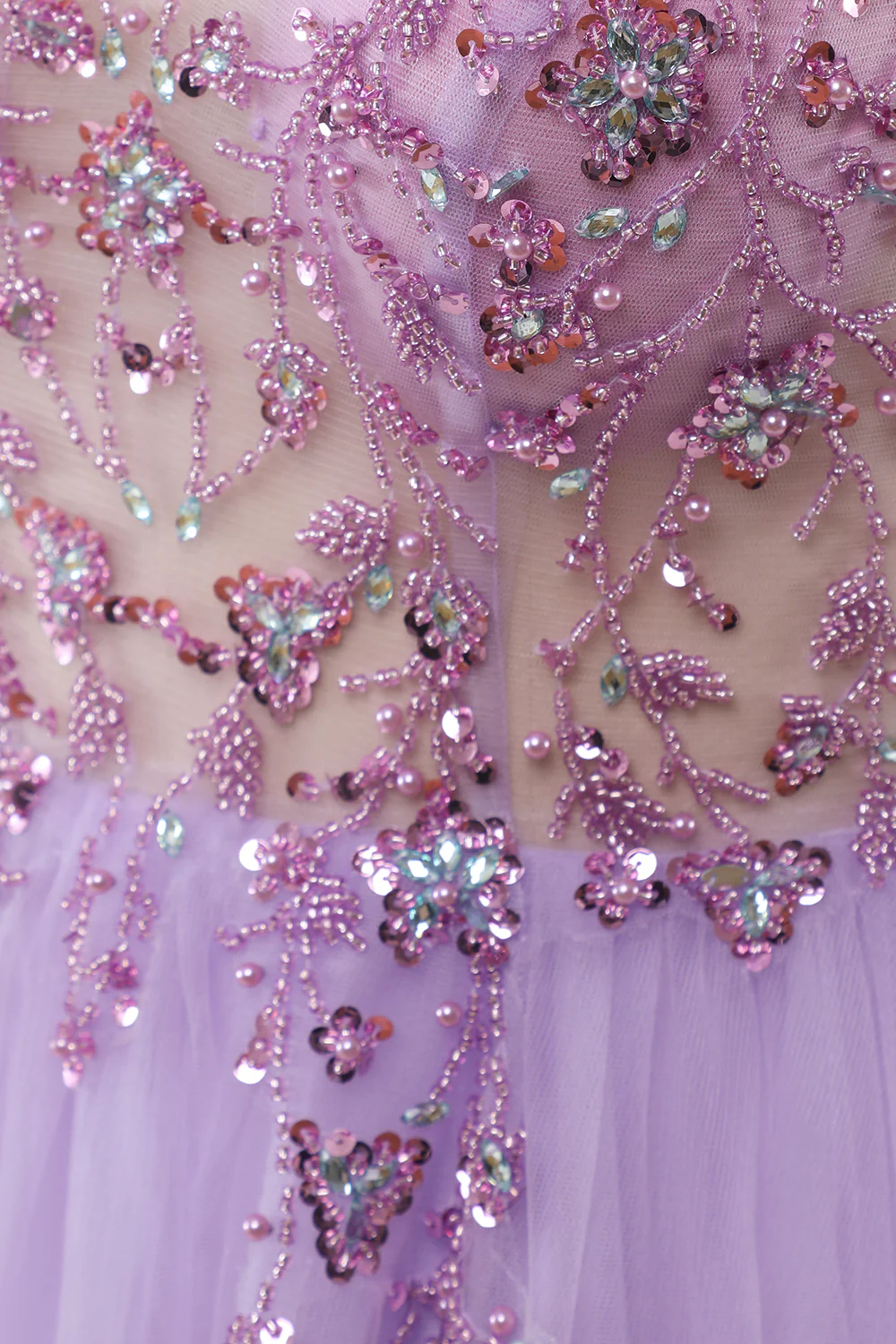 Light Blue Beading Tulle Prom Dress - Image 9