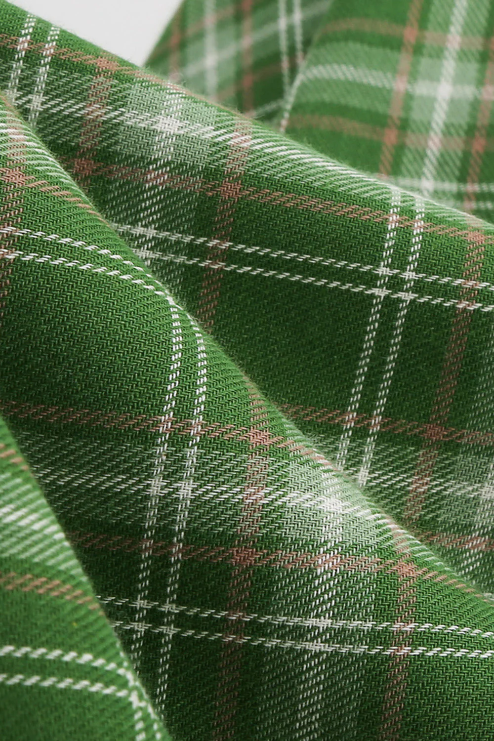 Green Bowknot Short Sleeves Plaid 1950s Vintage Dress - Image 5