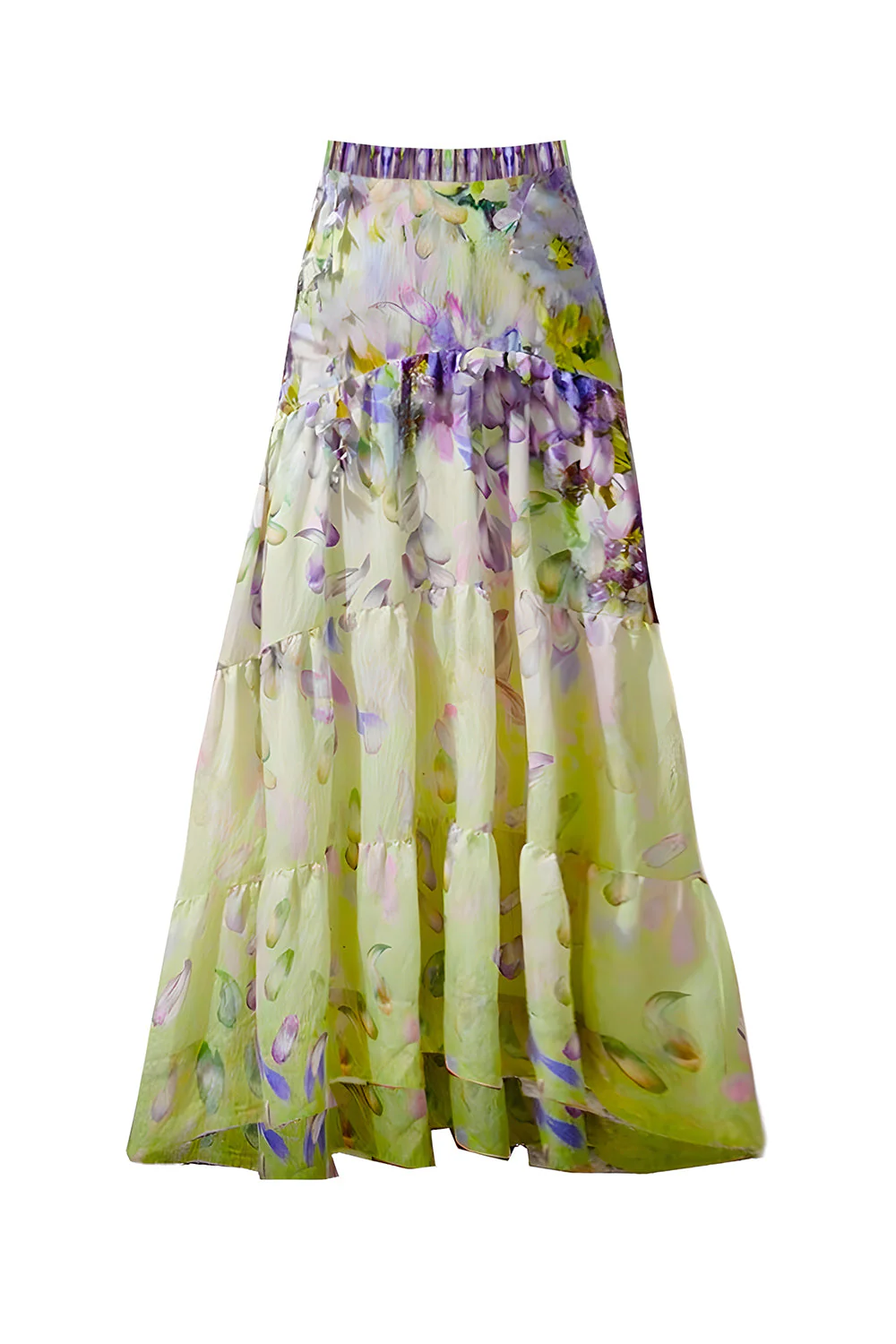 Green Floral 2 Piece V-Neck Ruffled Swimsuit with Beach Dress - Image 3
