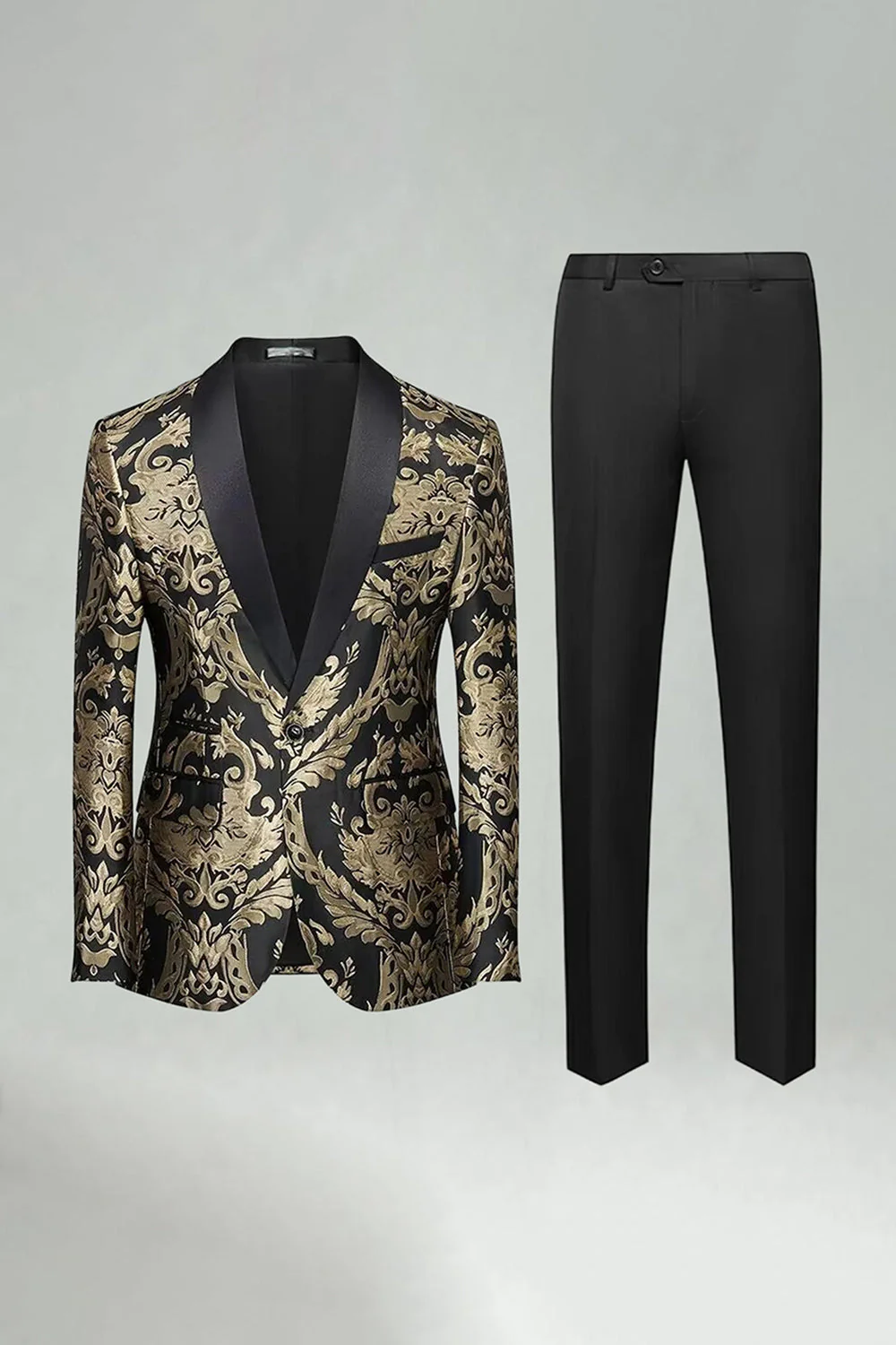 Green Jacquard 2 Pieces Shawl Lapel Men's Prom Suits - Image 10
