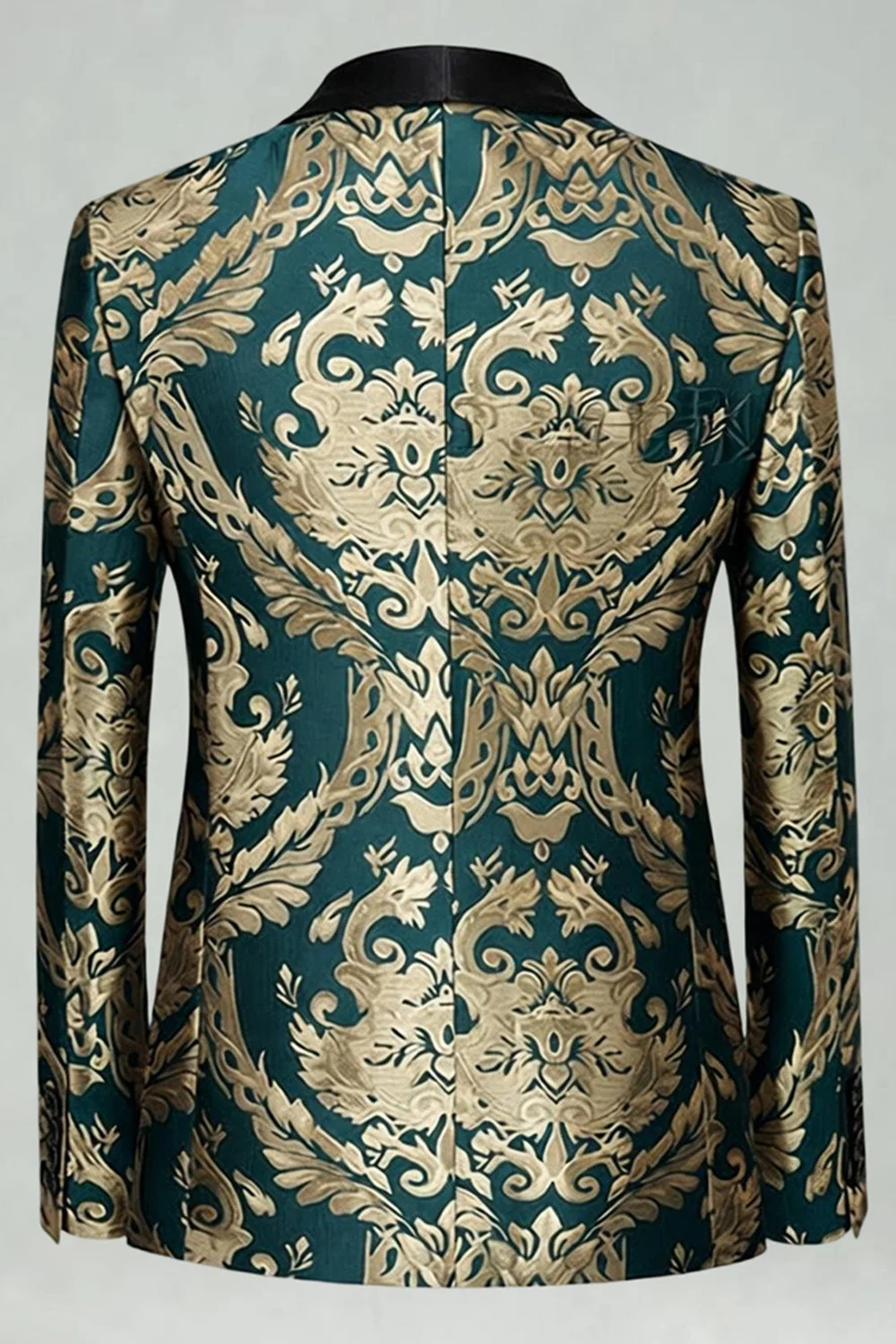 Green Jacquard 2 Pieces Shawl Lapel Men's Prom Suits - Image 3