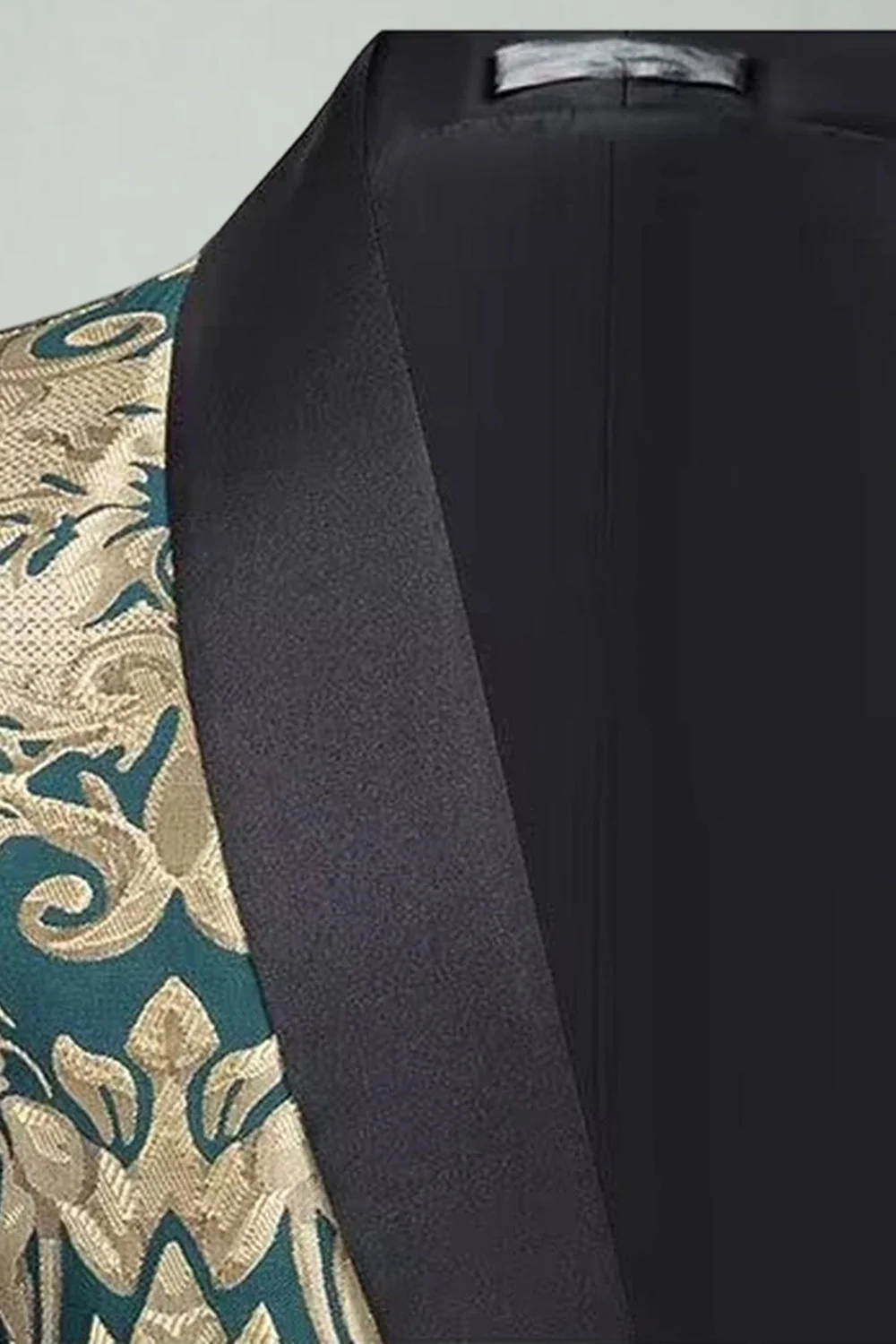 Green Jacquard 2 Pieces Shawl Lapel Men's Prom Suits - Image 5
