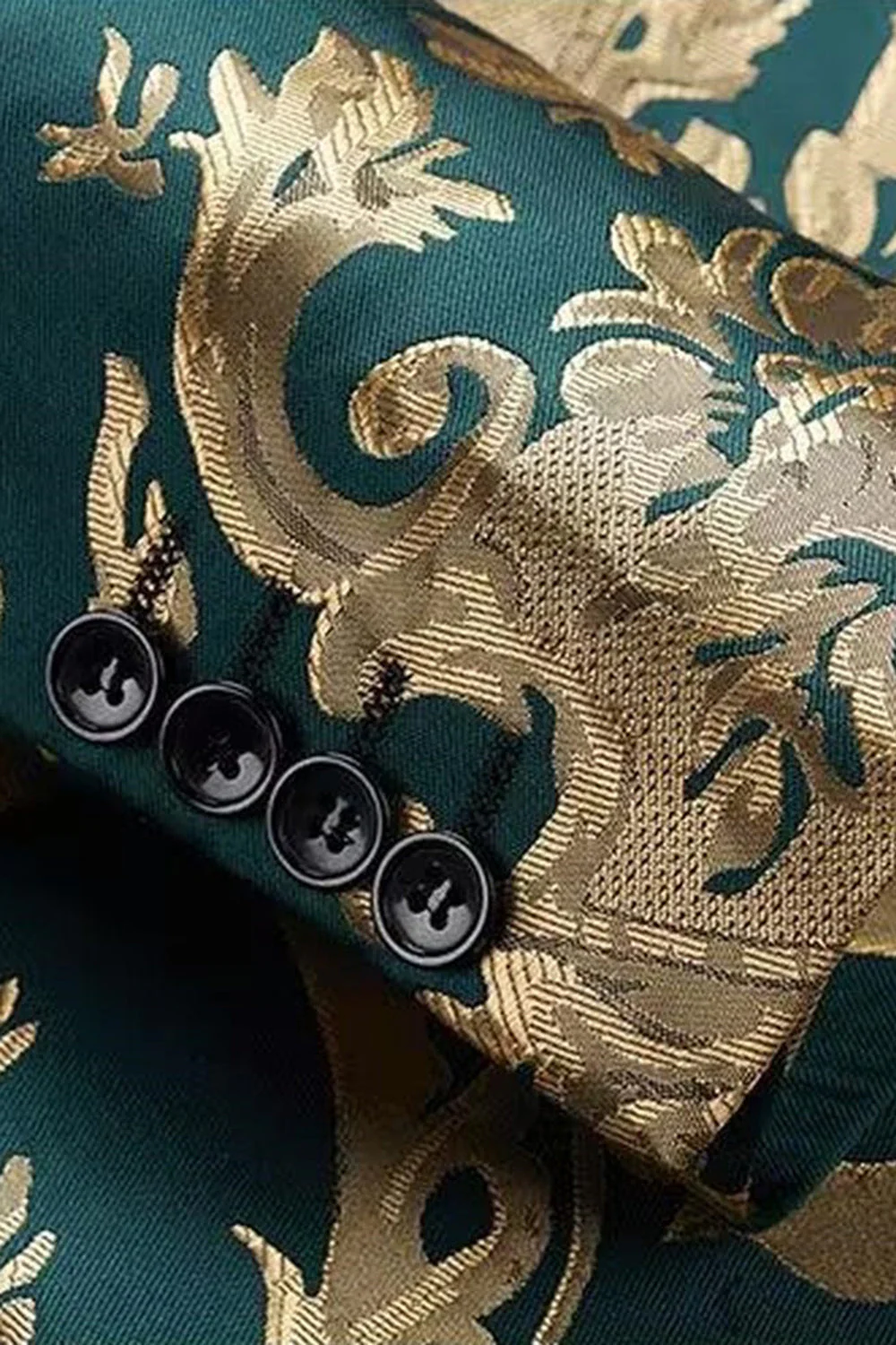 Green Jacquard 2 Pieces Shawl Lapel Men's Prom Suits - Image 7