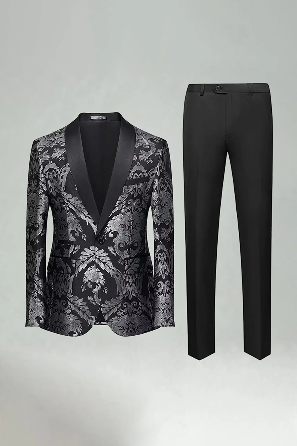 Green Jacquard 2 Pieces Shawl Lapel Men's Prom Suits - Image 8