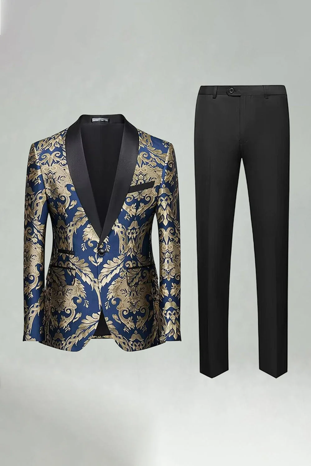 Green Jacquard 2 Pieces Shawl Lapel Men's Prom Suits - Image 9