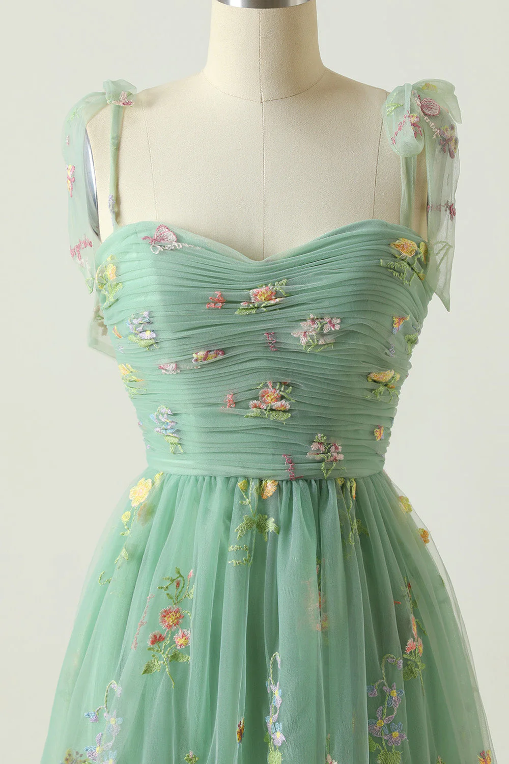 Green Long Prom Dress With Embroidery - Image 4