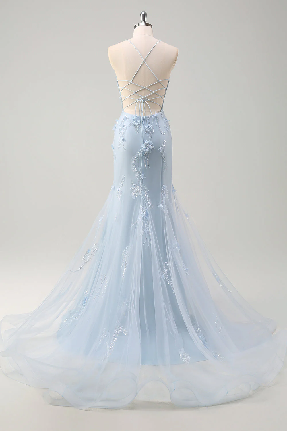 Green Mermaid Corset 3D Flowers Plus Size Long Prom Dress with Lace Up Back - Image 9
