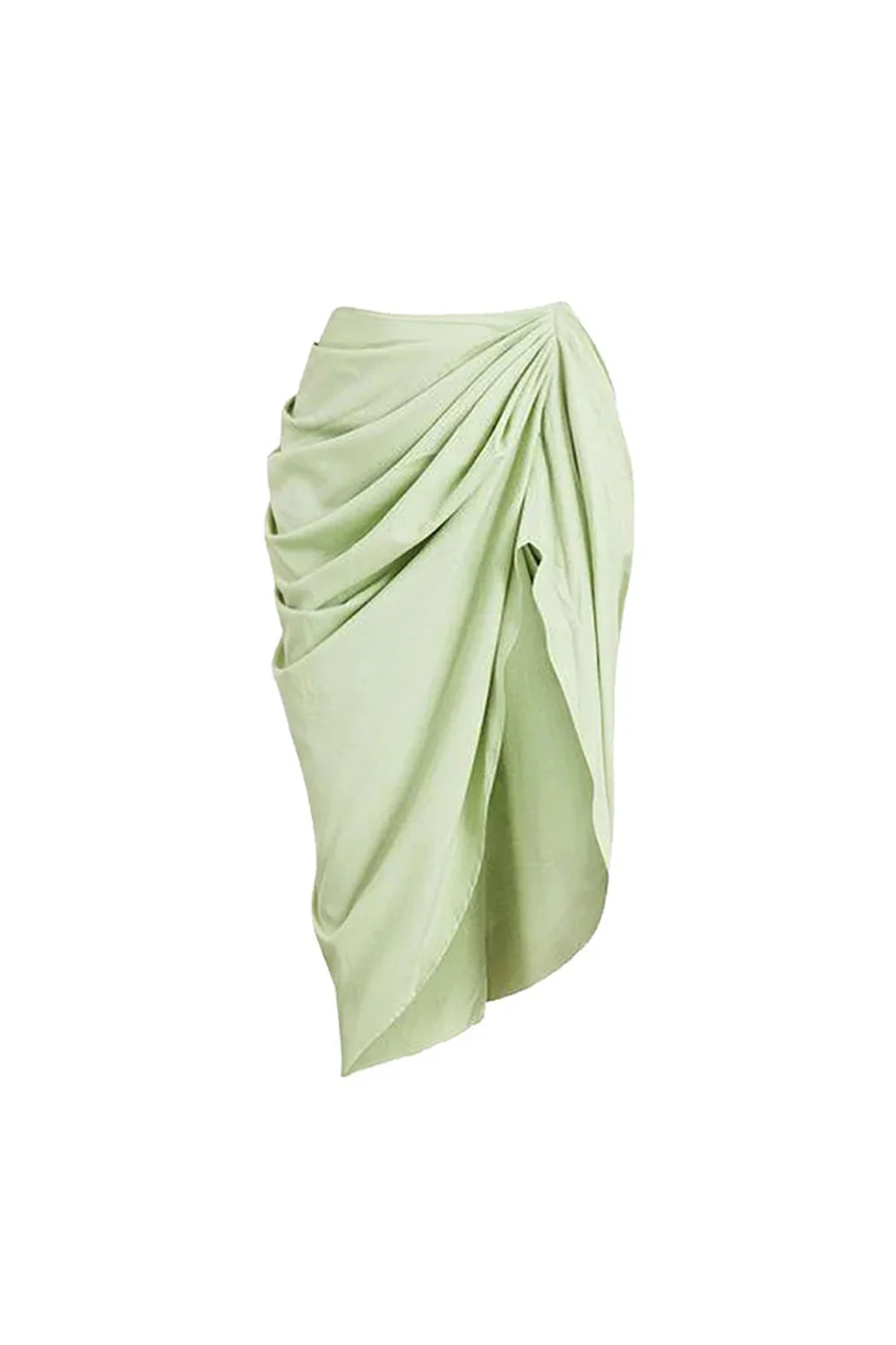 Green One Shoulder Corset Ruched Swimsuit with Cover Up - Image 4