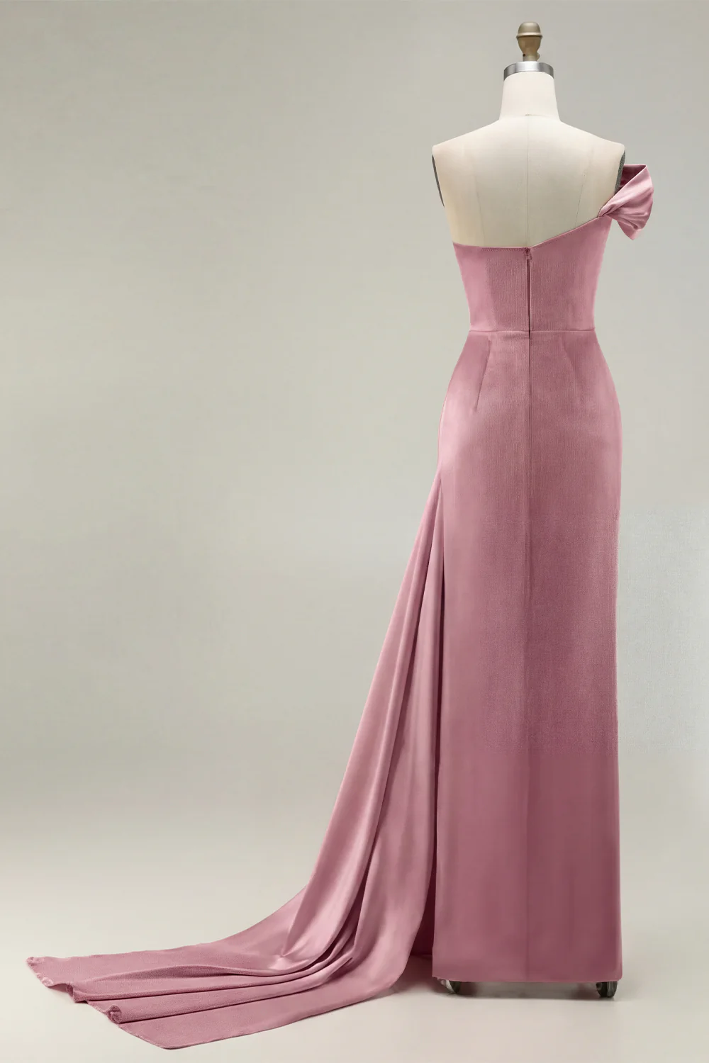 Green One Shoulder Ruched Sheath Long Prom Dress with Slit - Image 17