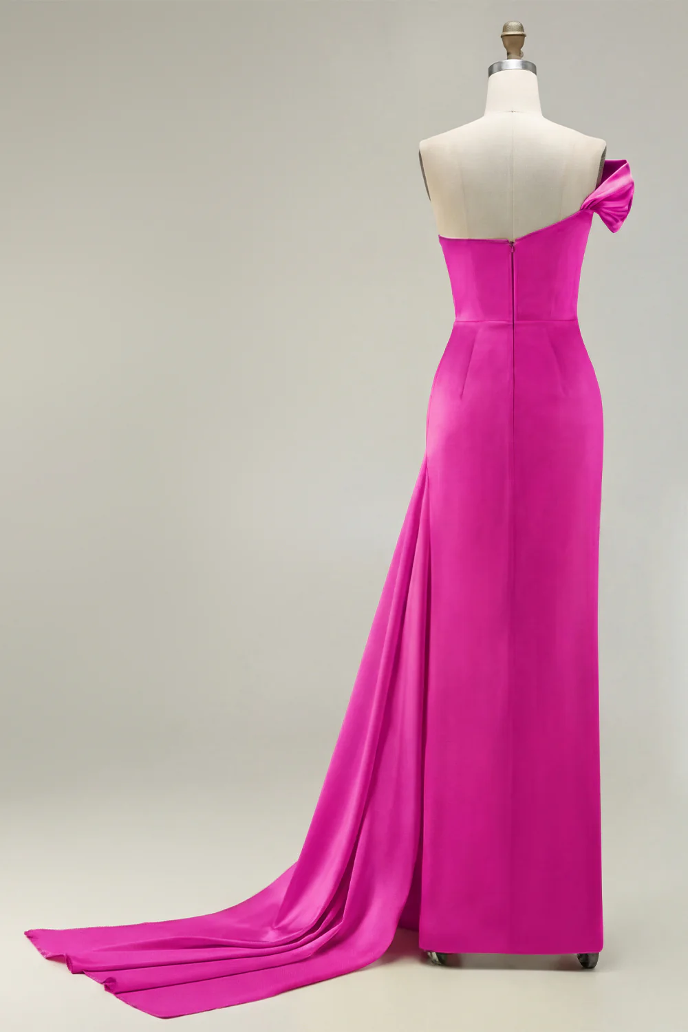 Green One Shoulder Ruched Sheath Long Prom Dress with Slit - Image 19