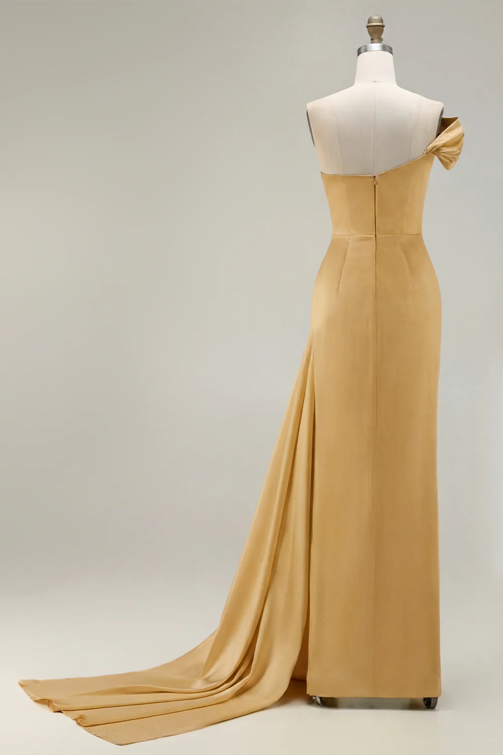 Green One Shoulder Ruched Sheath Long Prom Dress with Slit - Image 21