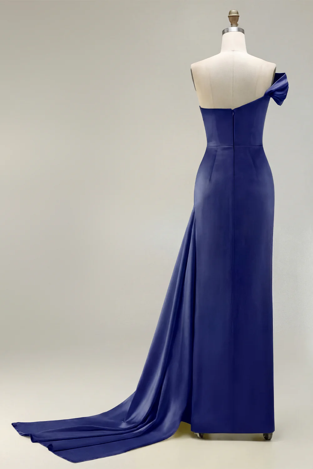 Green One Shoulder Ruched Sheath Long Prom Dress with Slit - Image 25