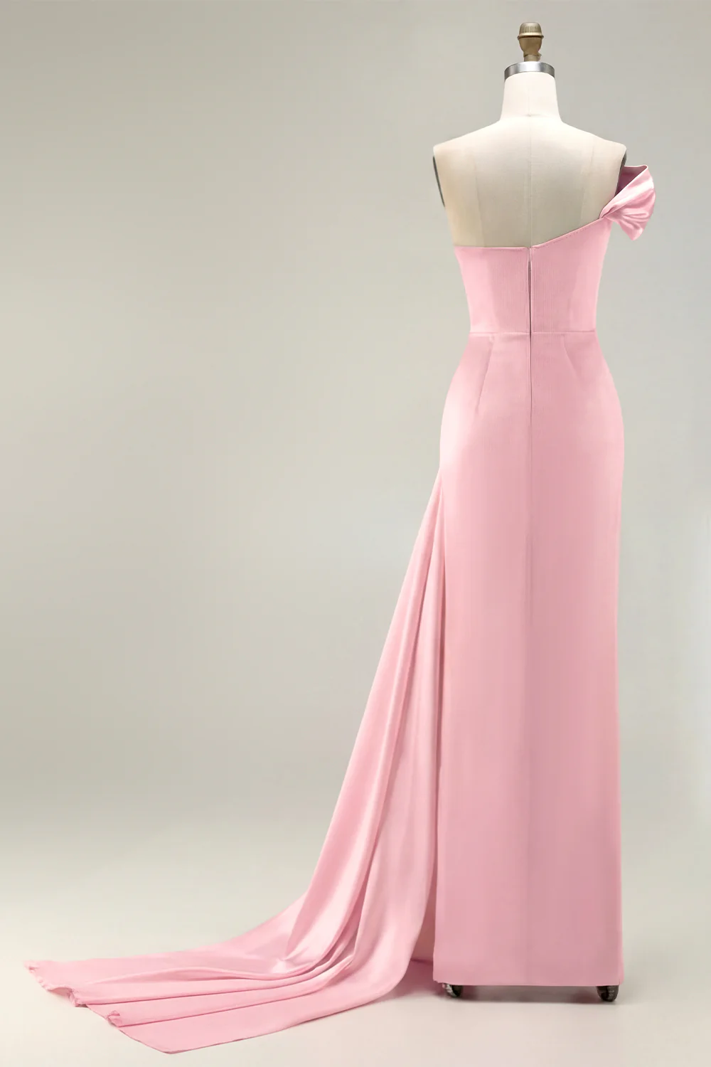 Green One Shoulder Ruched Sheath Long Prom Dress with Slit - Image 27