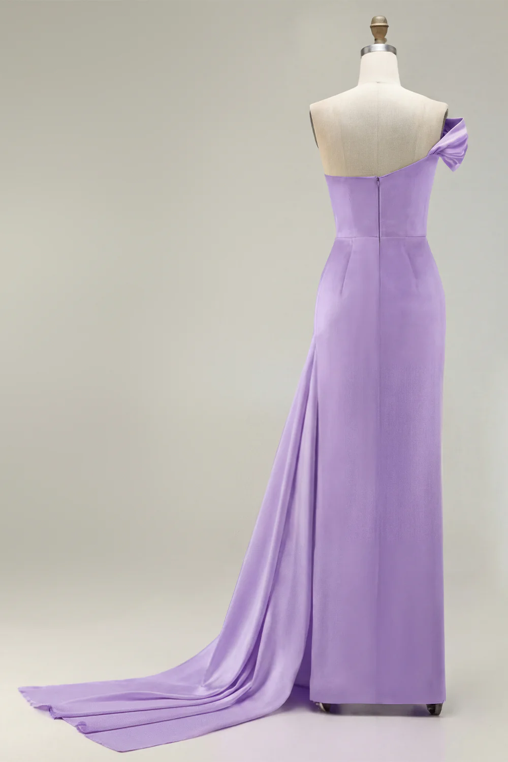 Green One Shoulder Ruched Sheath Long Prom Dress with Slit - Image 29