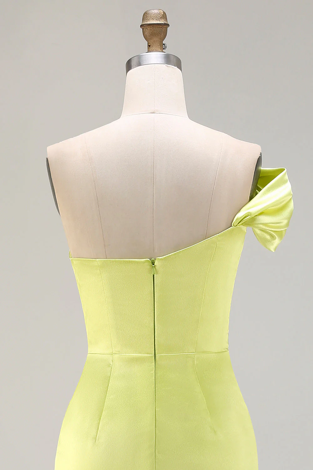 Green One Shoulder Ruched Sheath Long Prom Dress with Slit - Image 8