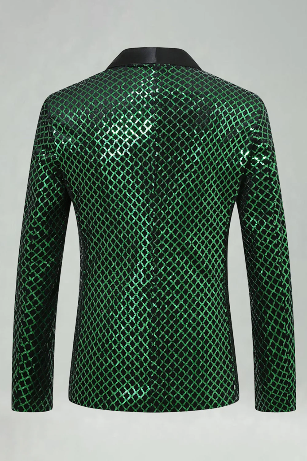 Green Sequin Shawl Lapel Men's Prom Blazer - Image 2