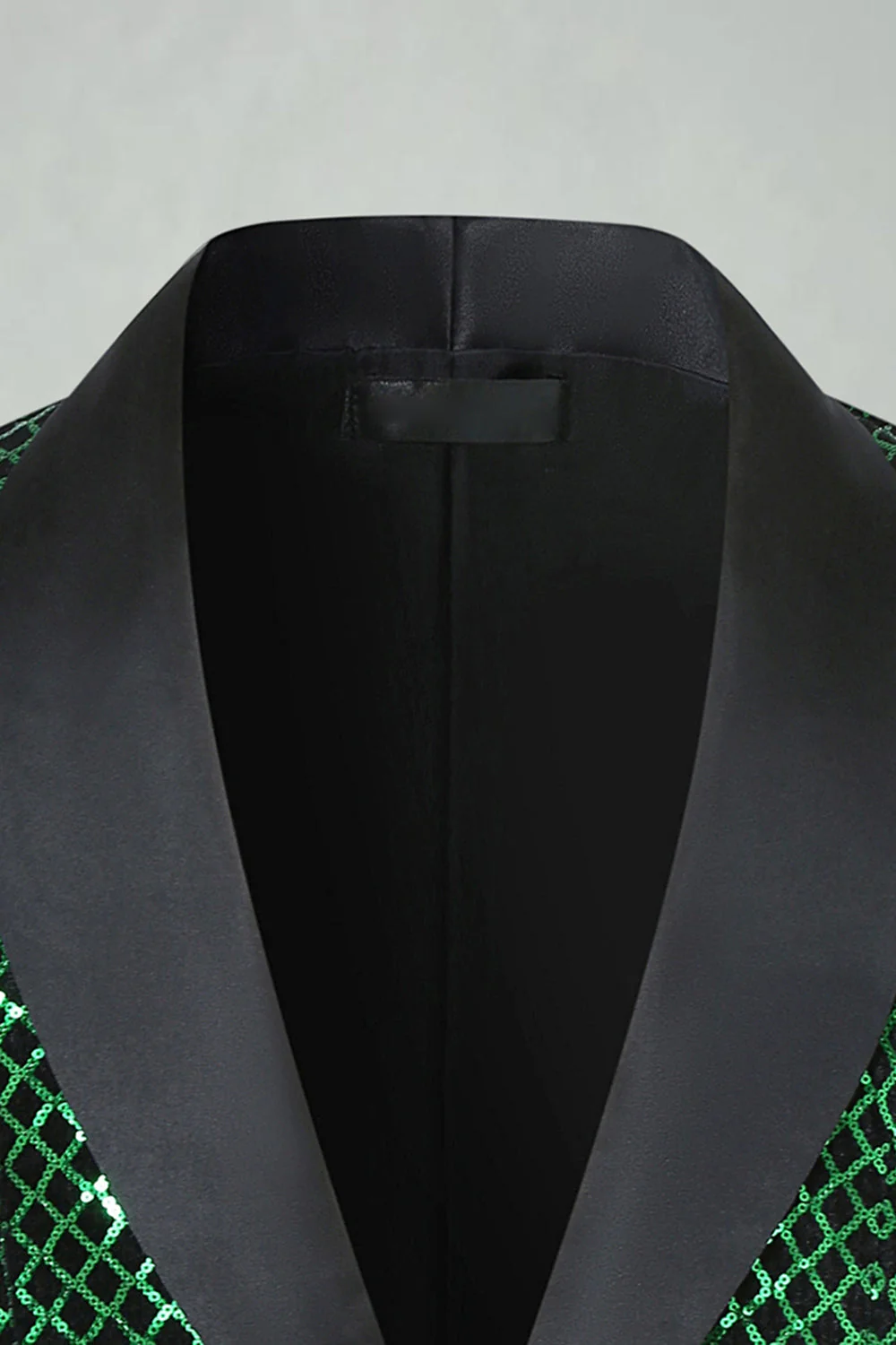 Green Sequin Shawl Lapel Men's Prom Blazer - Image 3