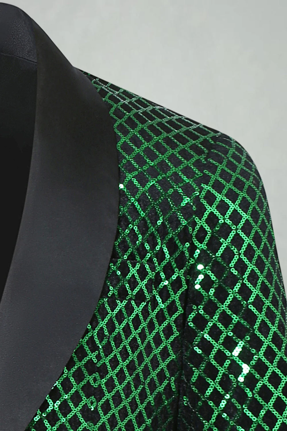 Green Sequin Shawl Lapel Men's Prom Blazer - Image 4