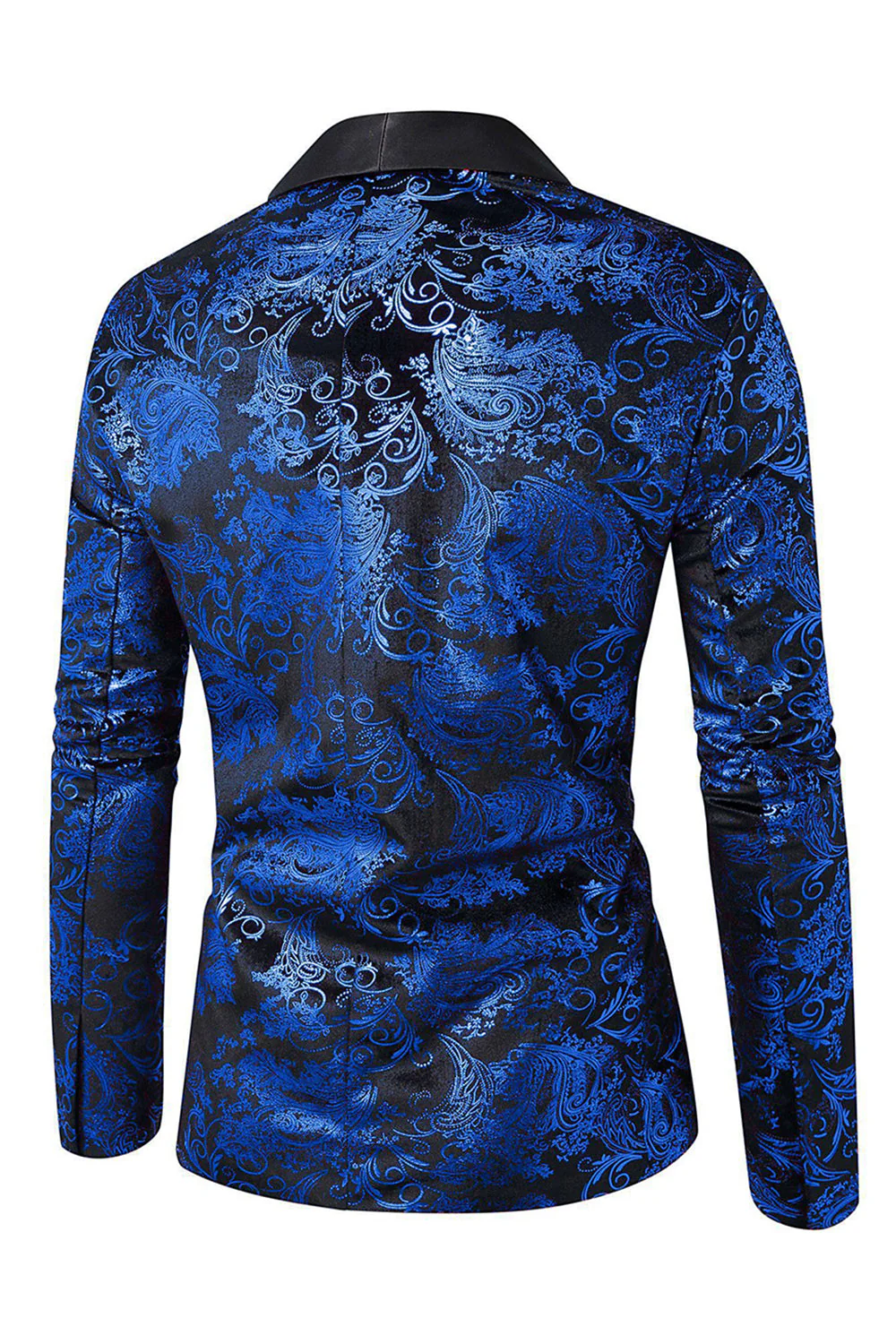 Green Shawl Lapel One Button Jacquard Men's Prom Blazer - Image 7