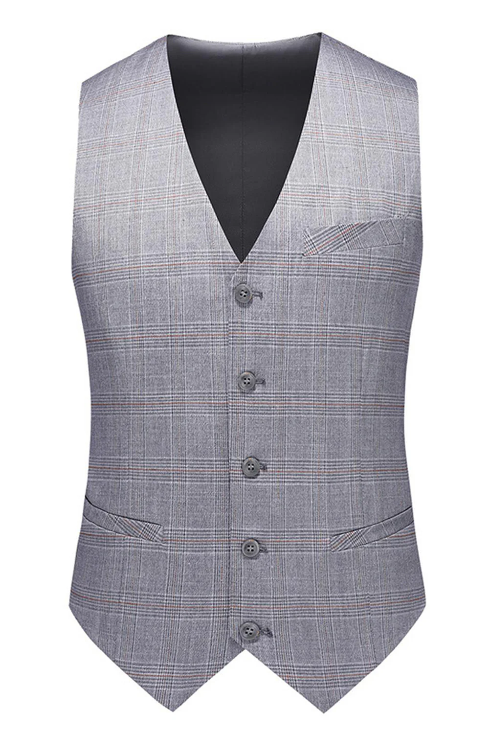 Grey 3 Piece Notched Lapel Single Breasted Men Suits - Image 3