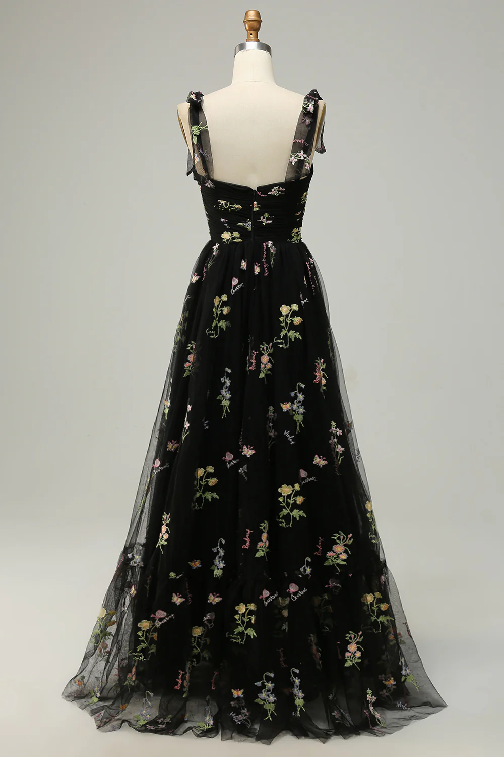 Grey Blue Long Prom Dress With Embroidery - Image 11