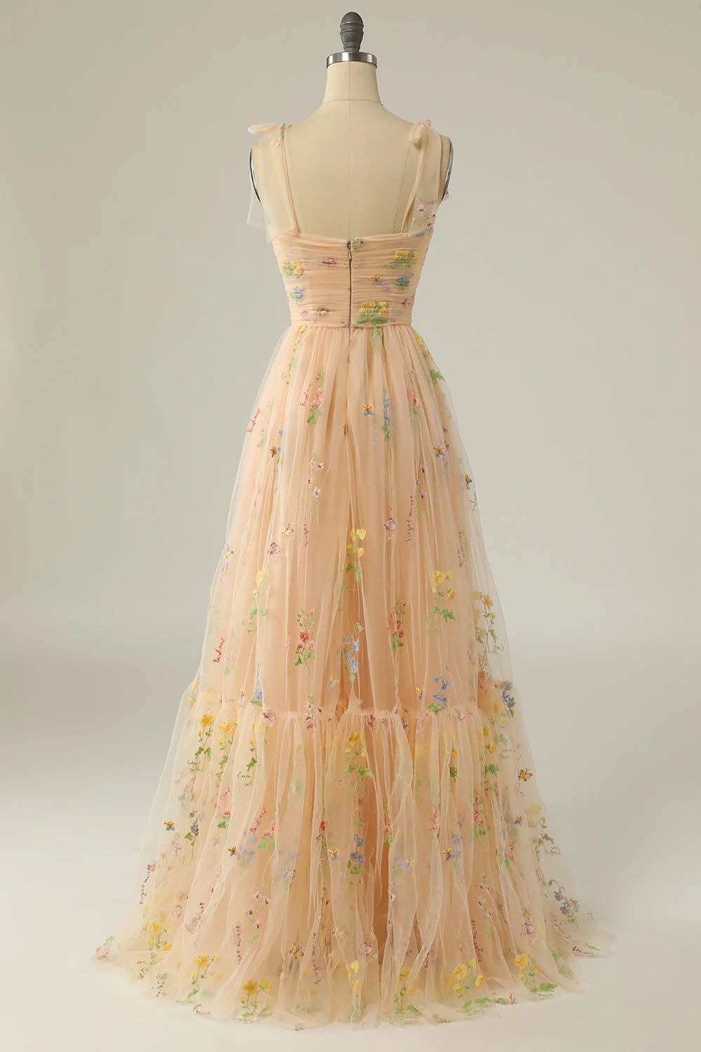 Grey Blue Long Prom Dress With Embroidery - Image 9