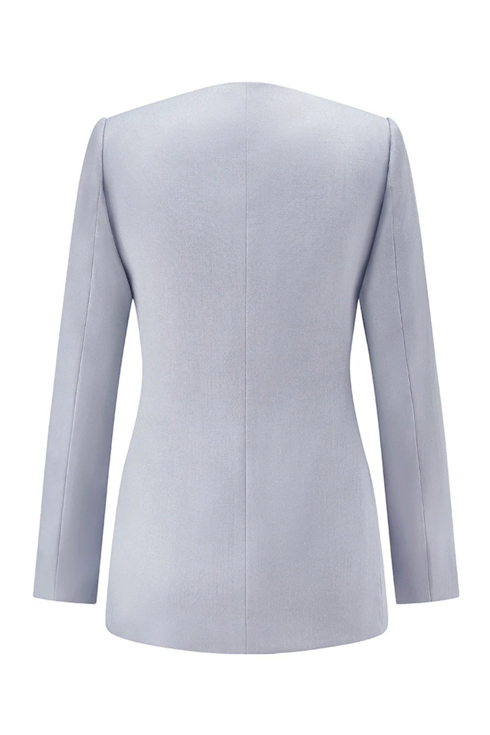 Grey Blue 2-Piece One Button Women Suits with Lace - Image 6