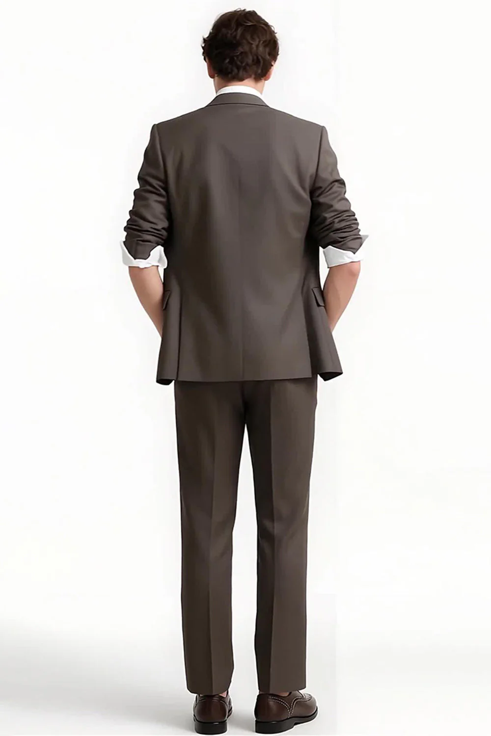 Grey Coffee 2 Piece Notched Lapel Men's Formal Suits - Image 2