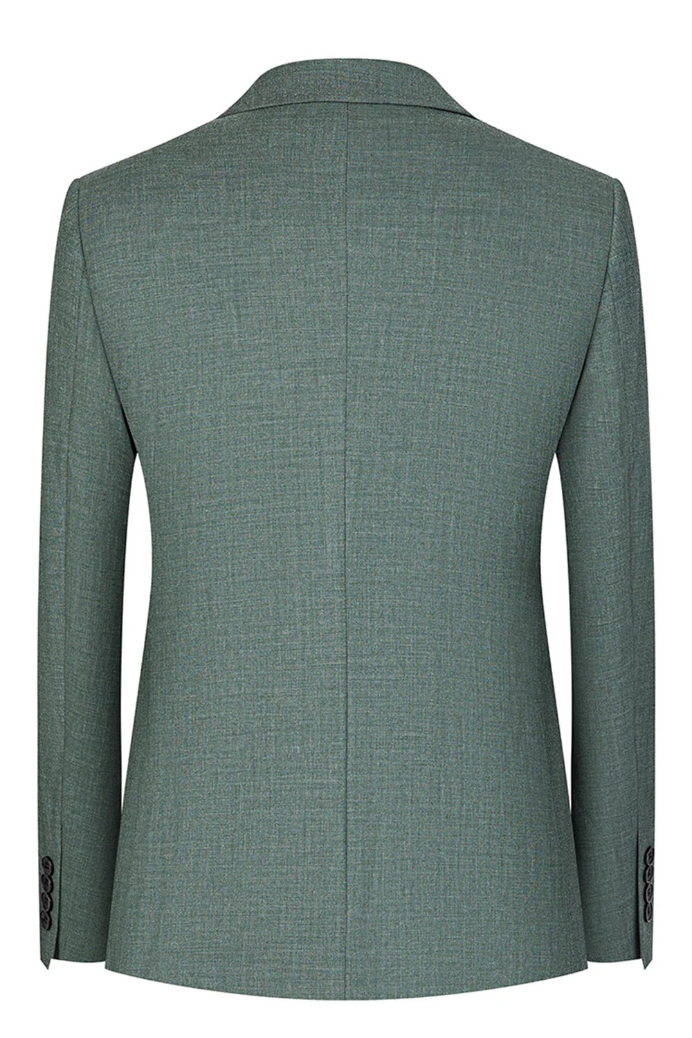 Grey Green 2 Piece Double Breasted Peak Lapel Men's Formal Suits - Image 3