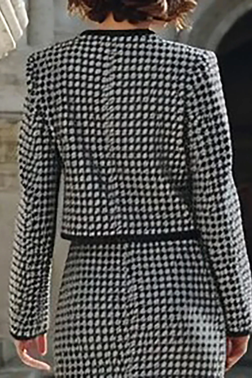 Grey Mix 2 Piece Tweed Pencil Single Breasted Midi Work Dress - Image 4