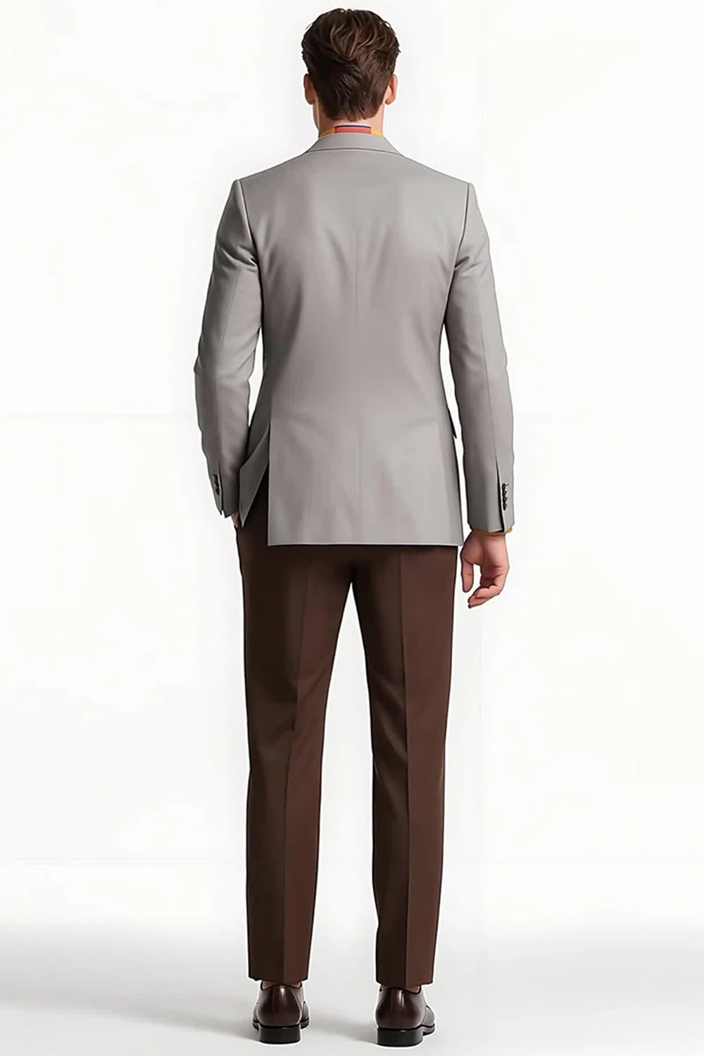Grey Peak Lapel 2 Piece Single Breasted Men Prom Suits - Image 2