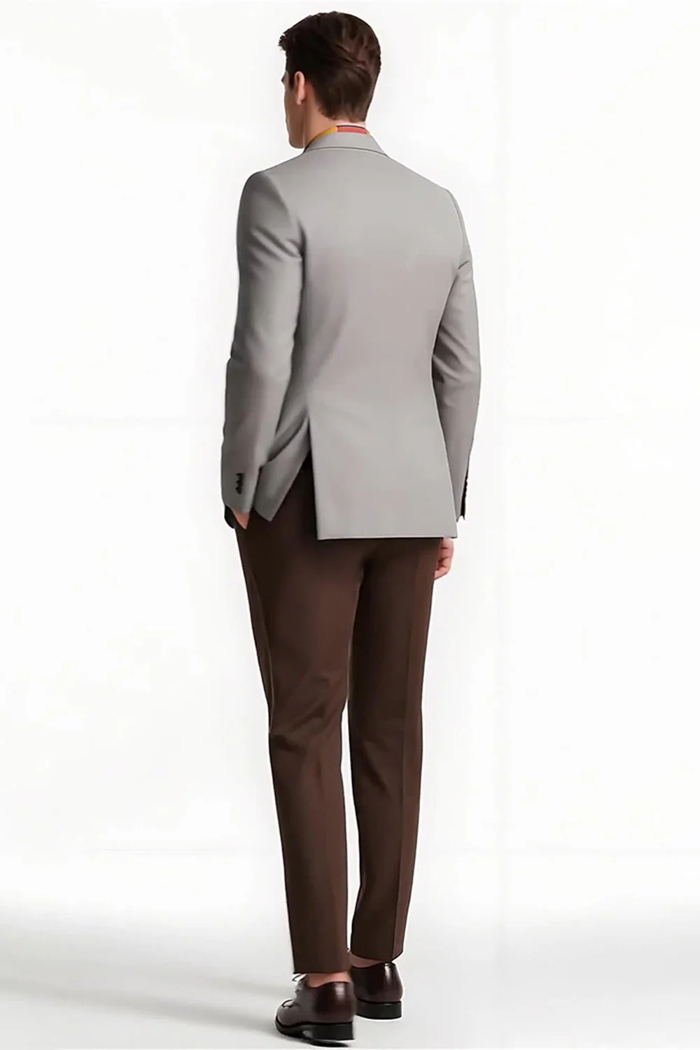 Grey Peak Lapel 2 Piece Single Breasted Men Prom Suits - Image 3