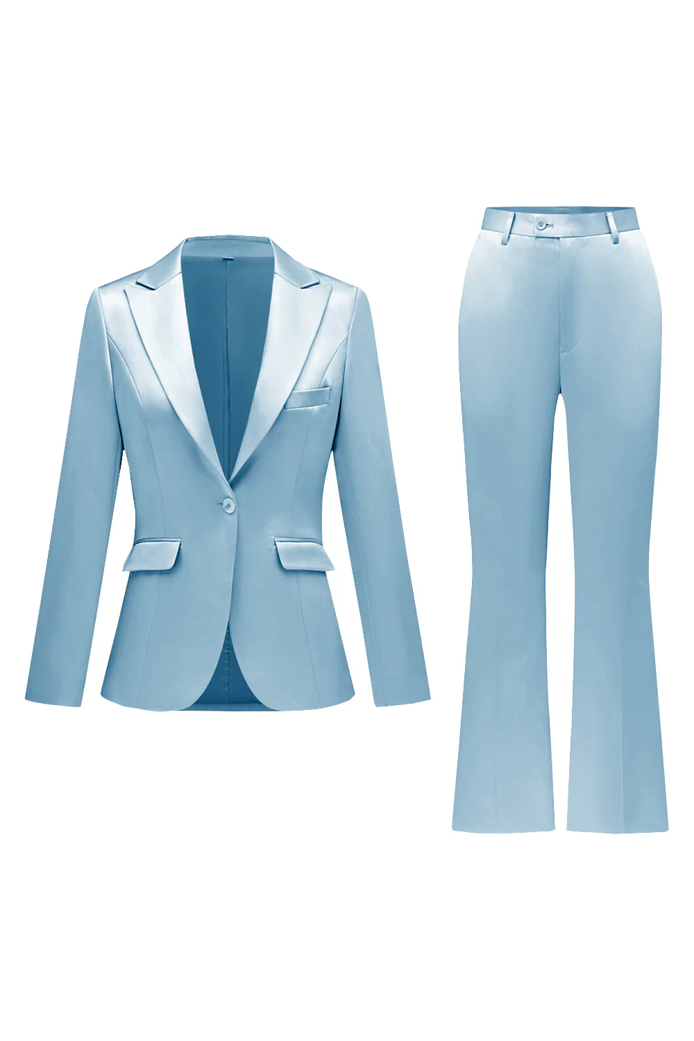 Grey Pink Peak Lapel Satin Slim Fit Women Suits - Image 13