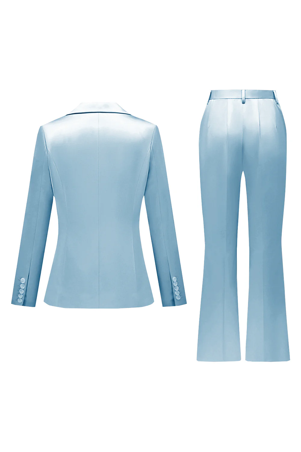 Grey Pink Peak Lapel Satin Slim Fit Women Suits - Image 14
