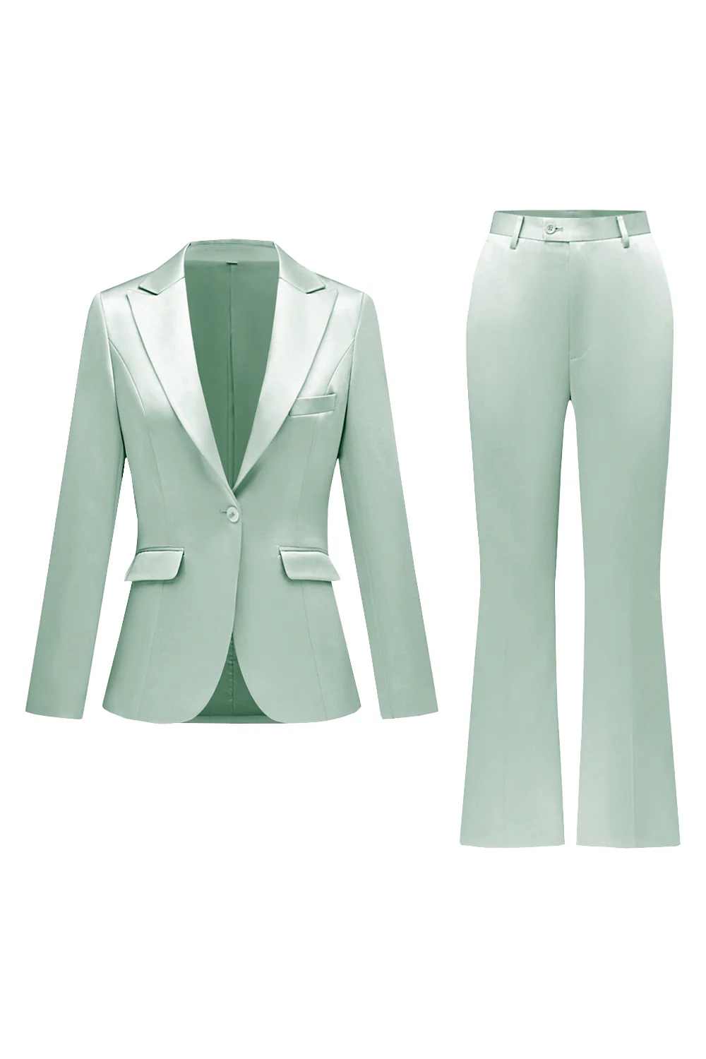 Grey Pink Peak Lapel Satin Slim Fit Women Suits - Image 15