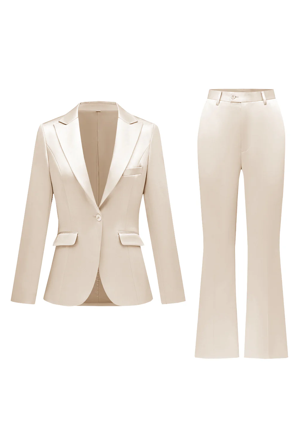 Grey Pink Peak Lapel Satin Slim Fit Women Suits - Image 17
