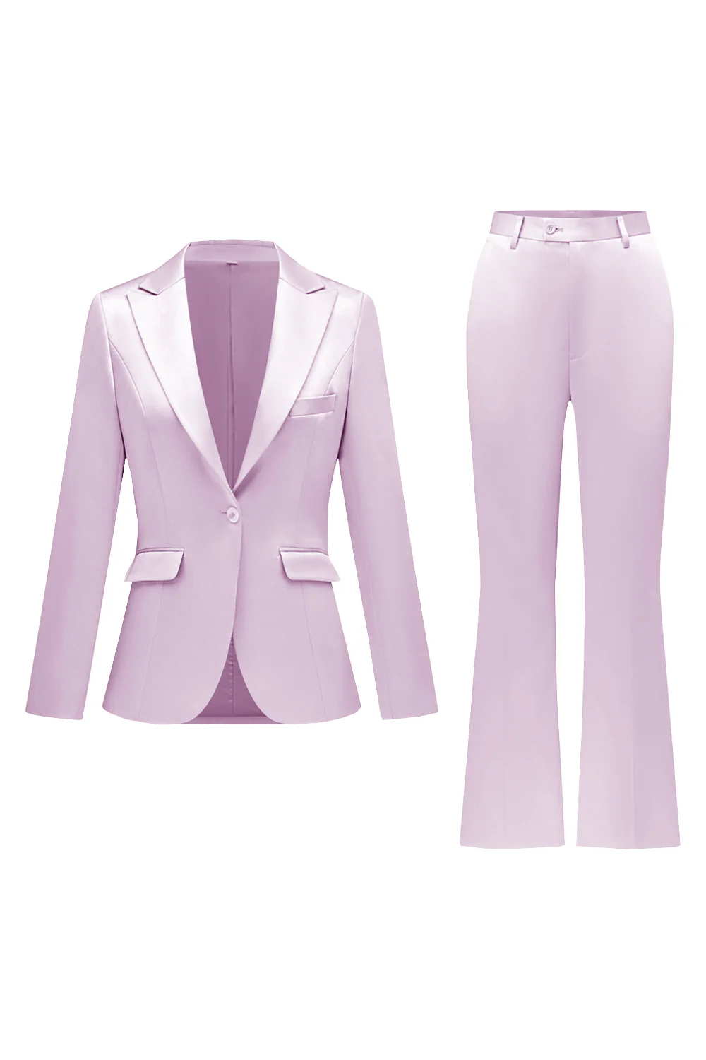 Grey Pink Peak Lapel Satin Slim Fit Women Suits - Image 19
