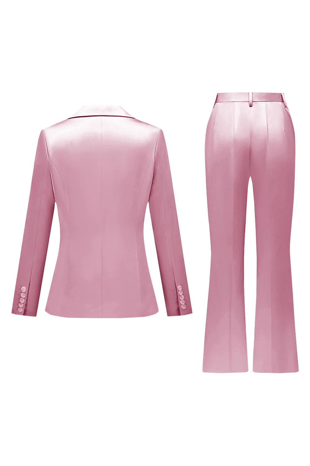 Grey Pink Peak Lapel Satin Slim Fit Women Suits - Image 22