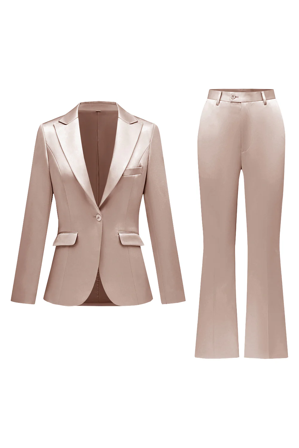 Grey Pink Peak Lapel Satin Slim Fit Women Suits - Image 25
