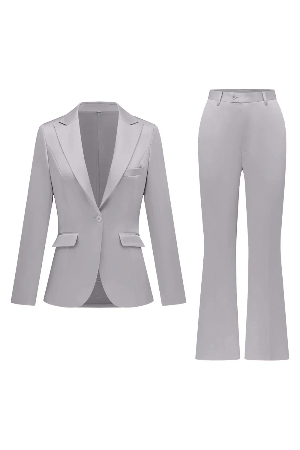 Grey Pink Peak Lapel Satin Slim Fit Women Suits - Image 33