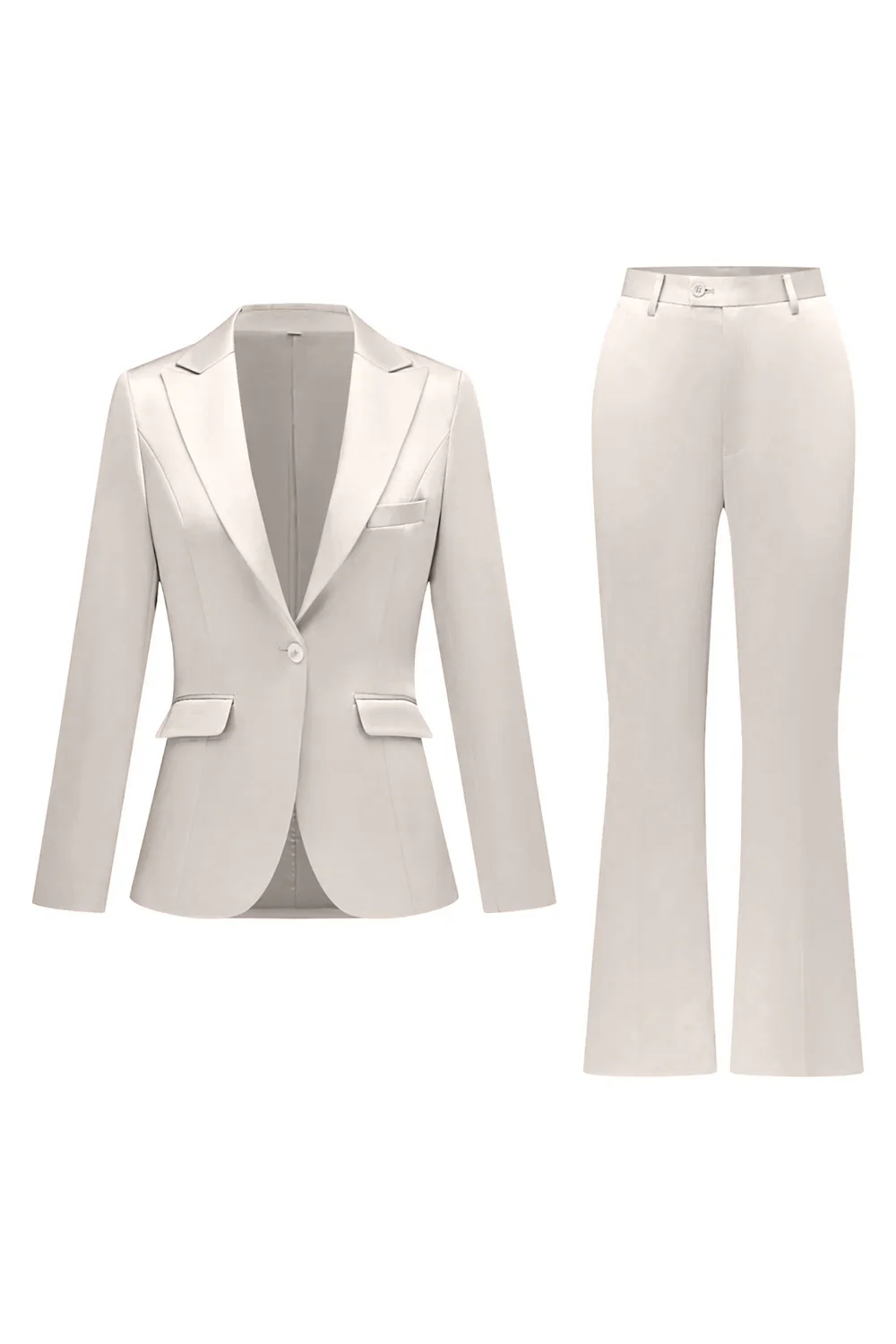 Grey Pink Peak Lapel Satin Slim Fit Women Suits - Image 35