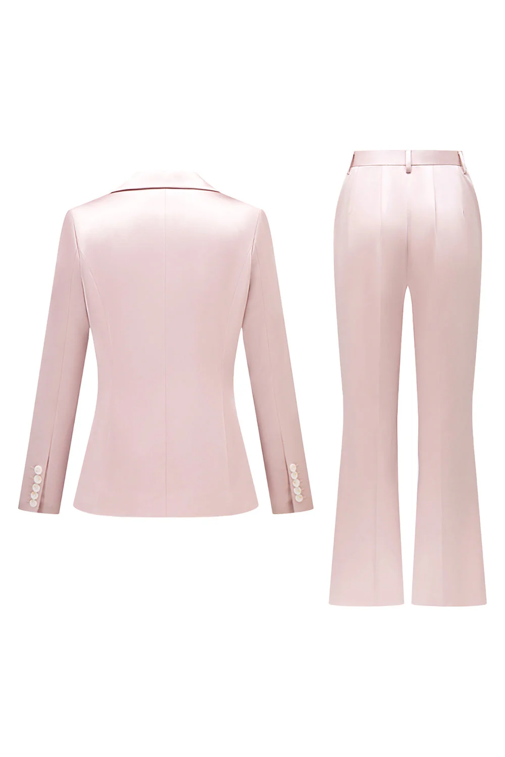 Grey Pink Peak Lapel Satin Slim Fit Women Suits - Image 4
