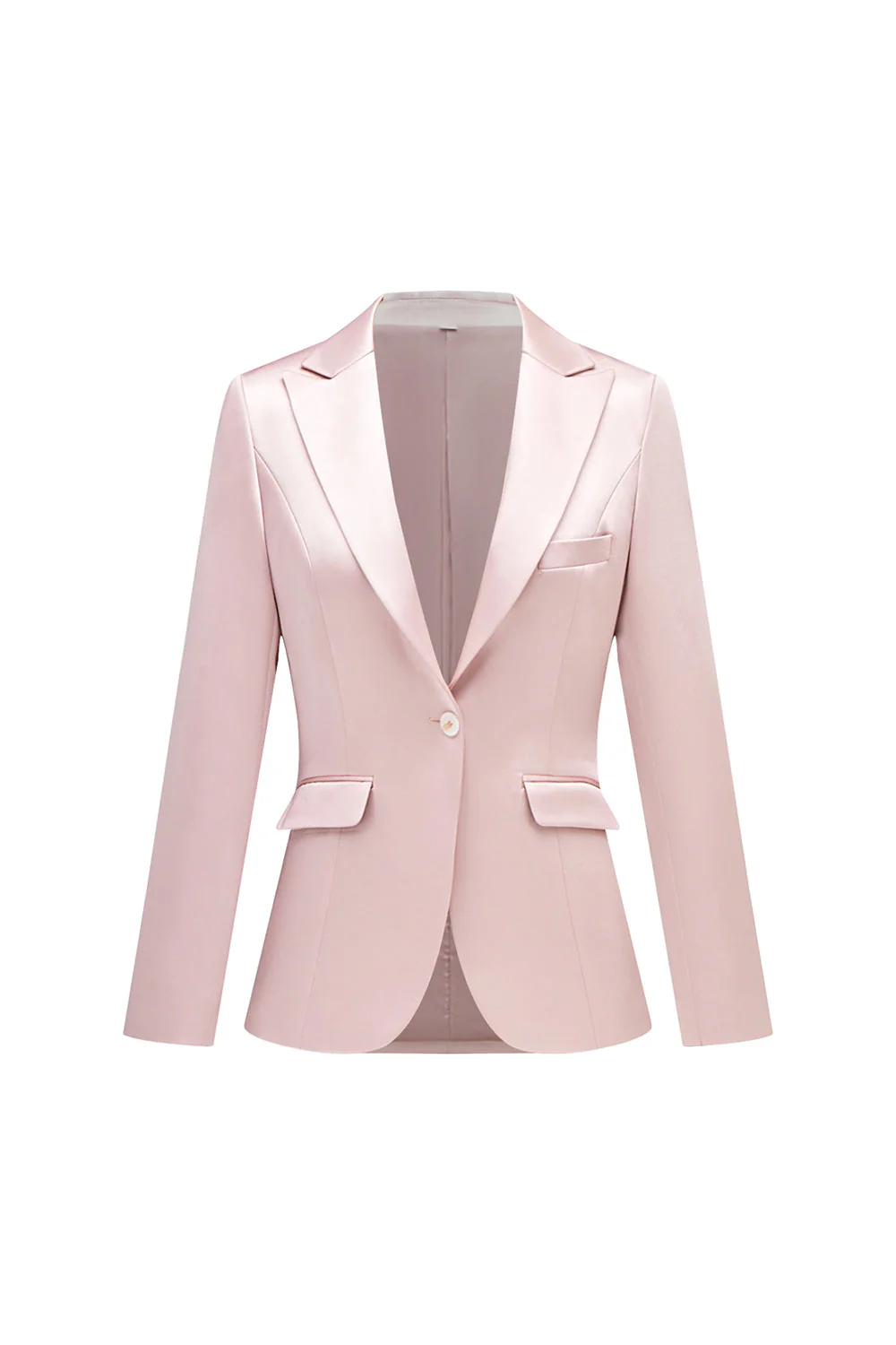Grey Pink Peak Lapel Satin Slim Fit Women Suits - Image 5
