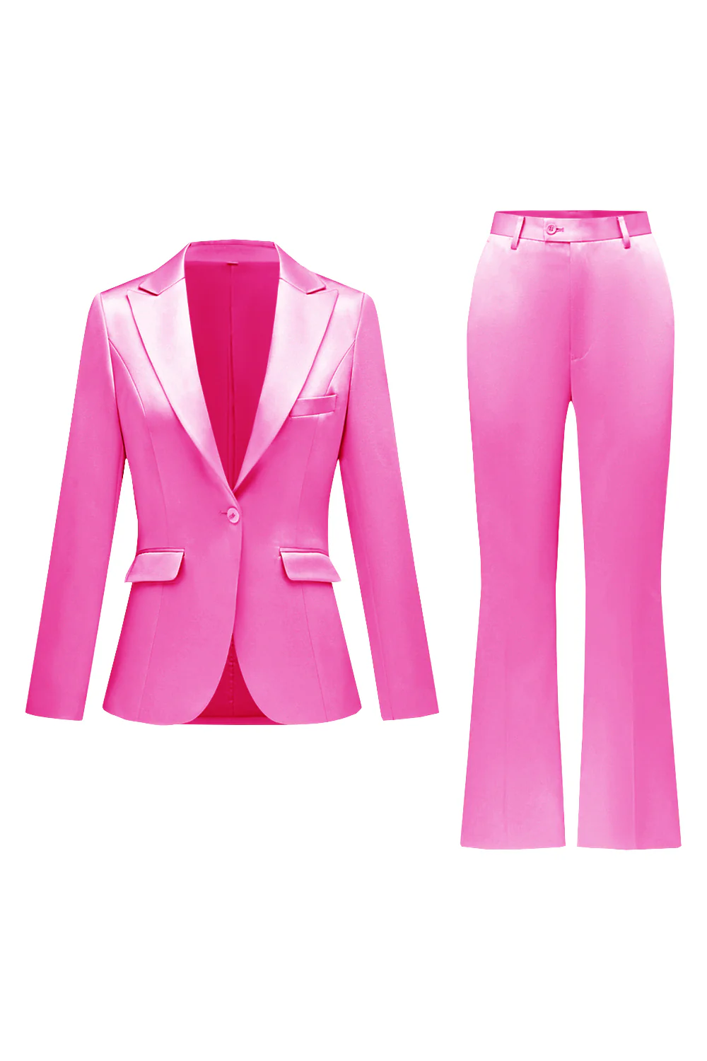 Grey Pink Peak Lapel Satin Slim Fit Women Suits - Image 9