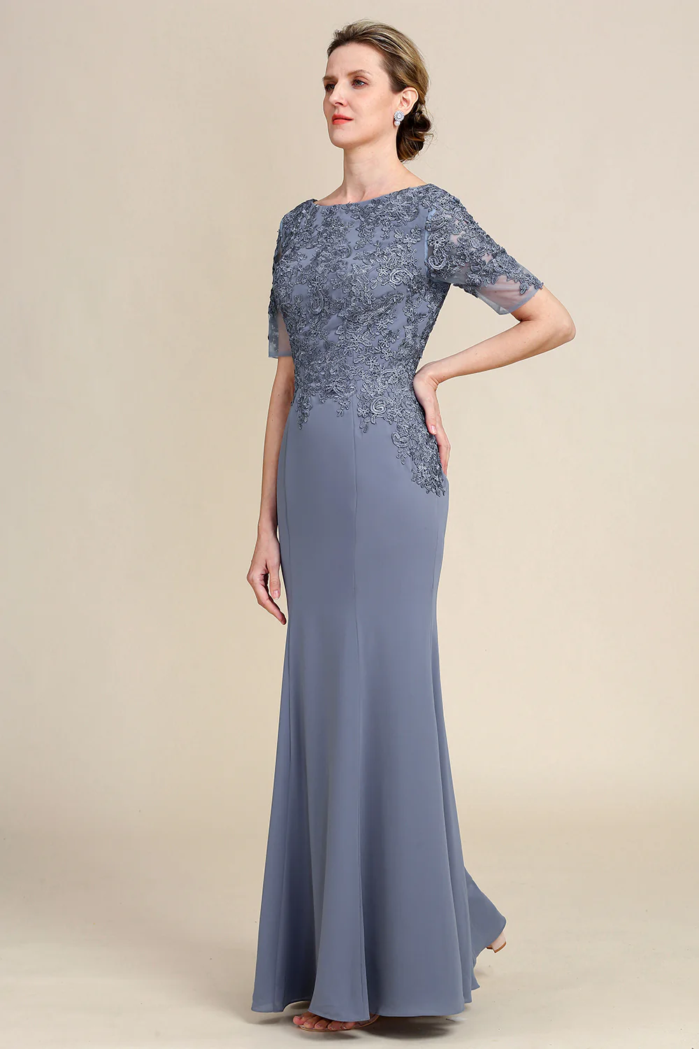 Grey Appliques Mother of Bride Dress - Image 4