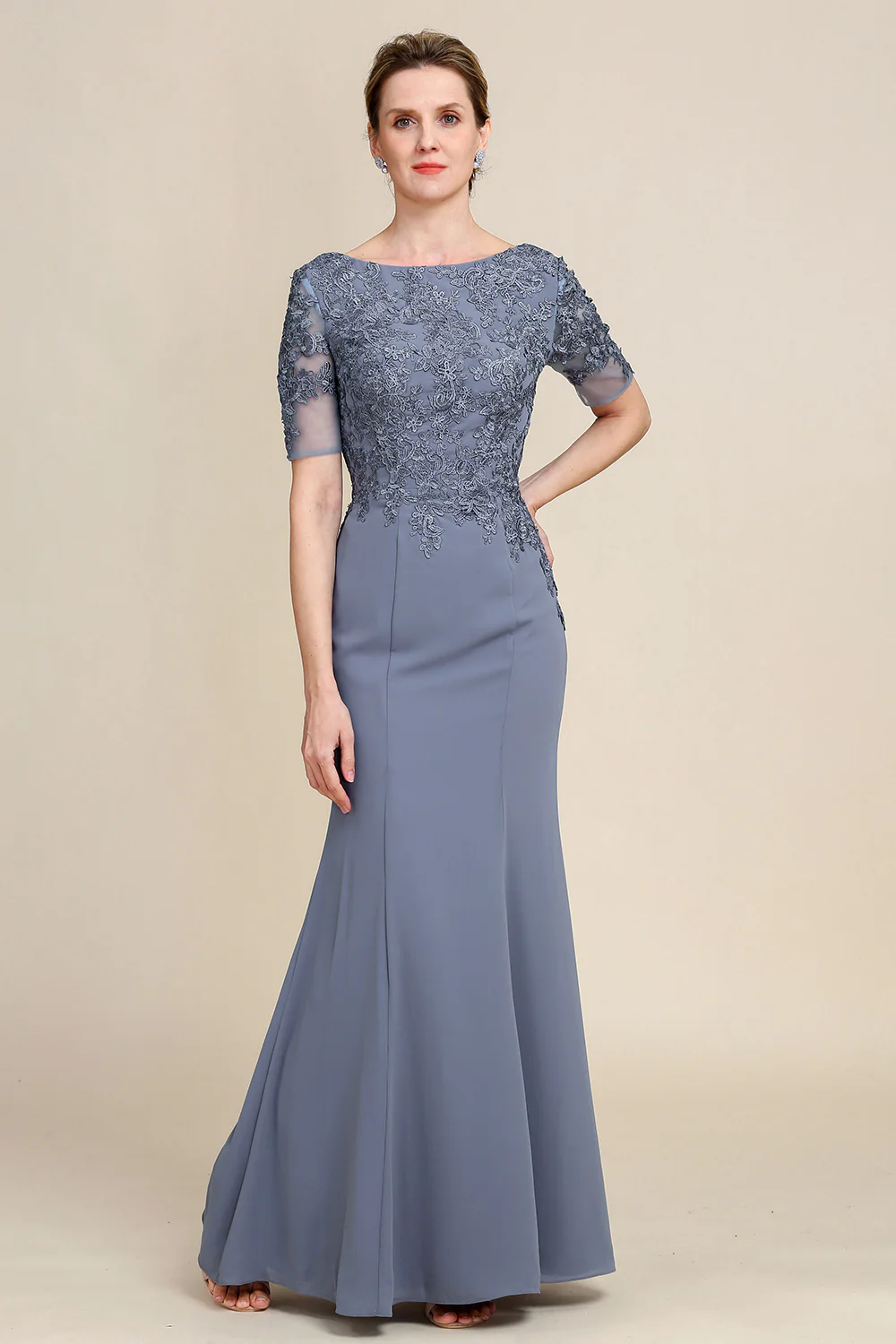 Grey Appliques Mother of Bride Dress - Image 5