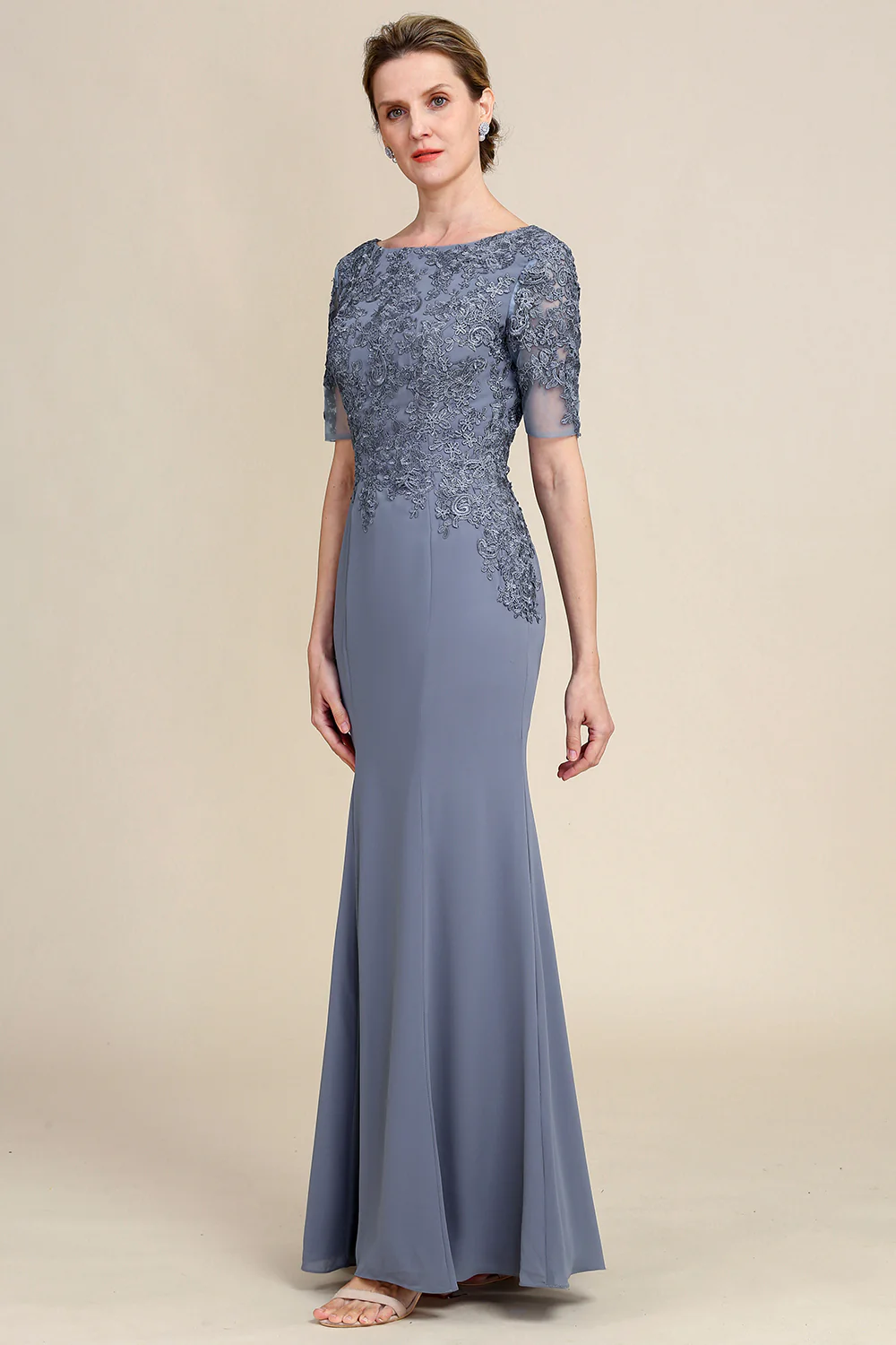 Grey Appliques Mother of Bride Dress - Image 6