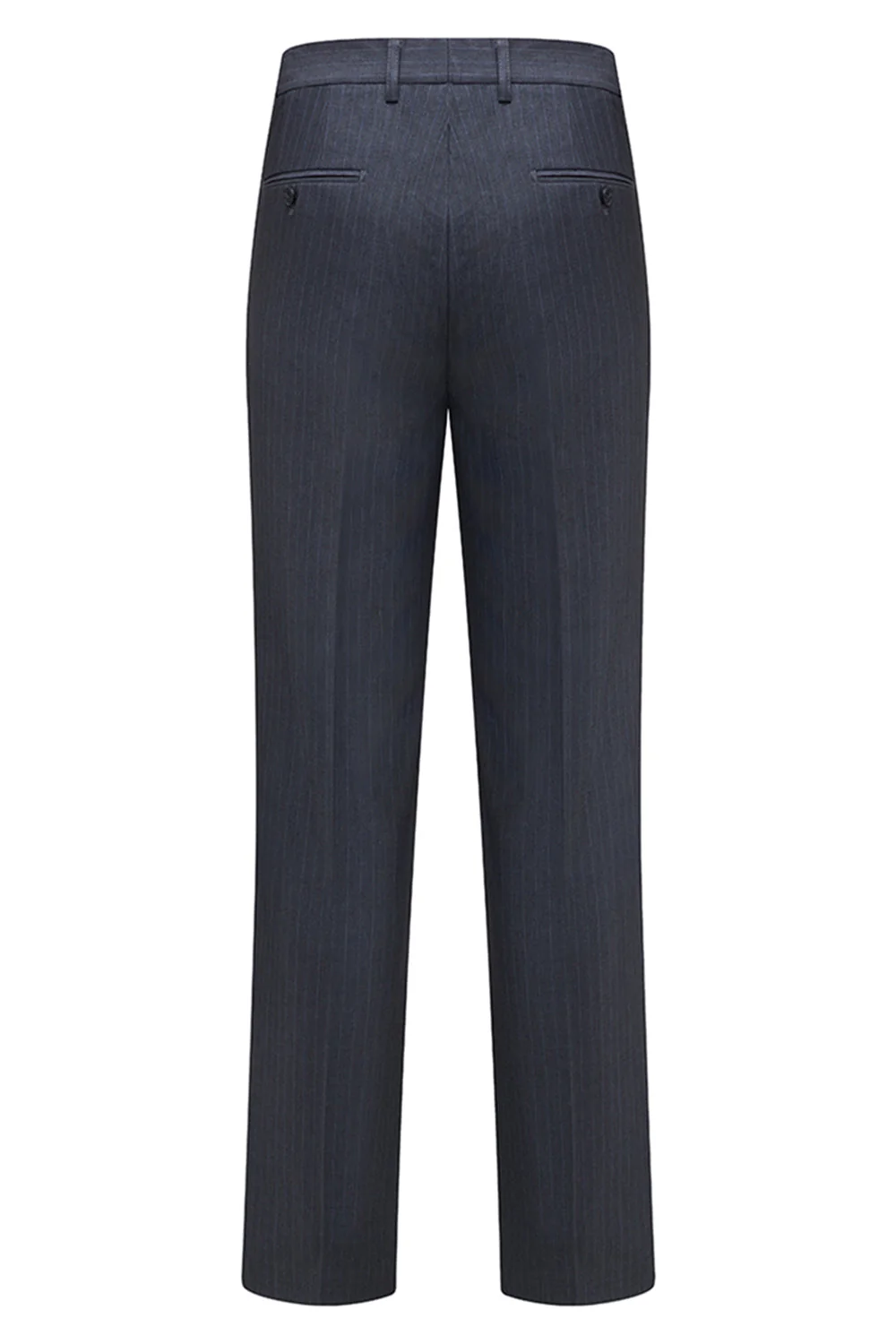 Grey Striped Notched Lapel 3 Piece Men's Suits - Image 8