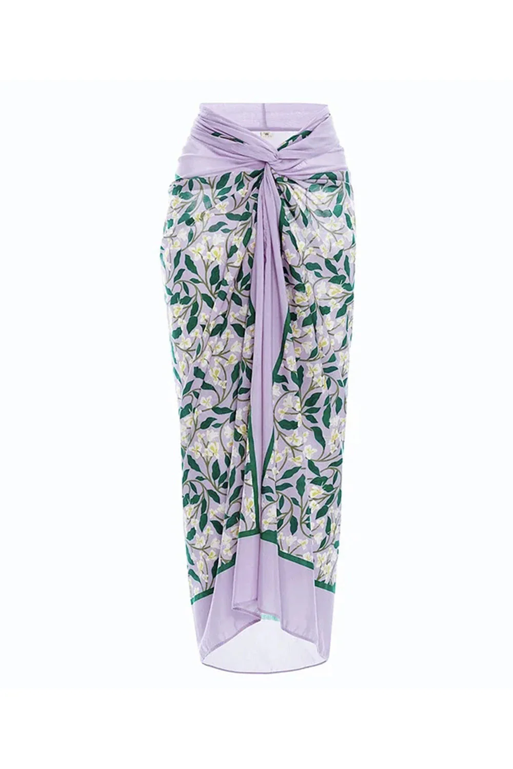 Halter 3D Flower Cut Out 2 Piece Lilac Swimsuit with Cover Up Dress - Image 4